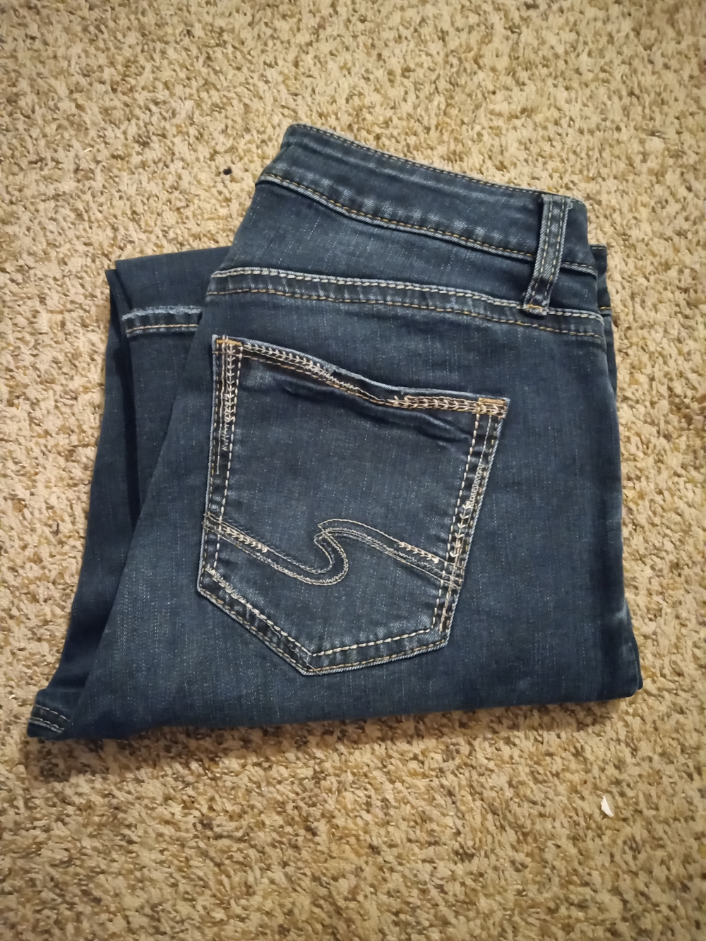 Silver Jeans Dark Blue Skinny Jeans with Decorative Back Stitch